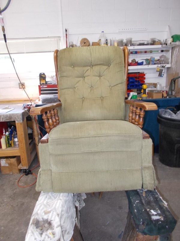 before green to floral upholstery wood chair