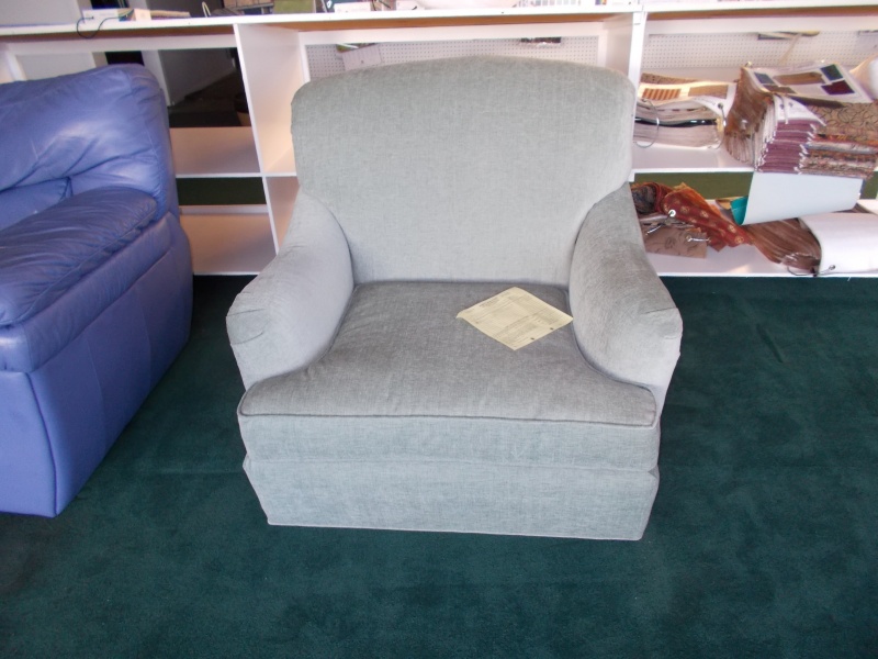 grey stuffed chair