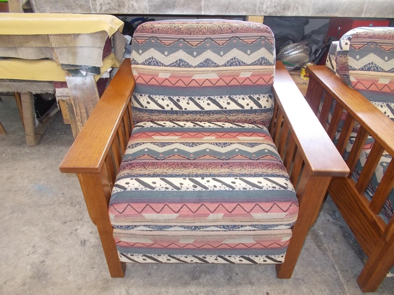 native american fabric wood arm chair